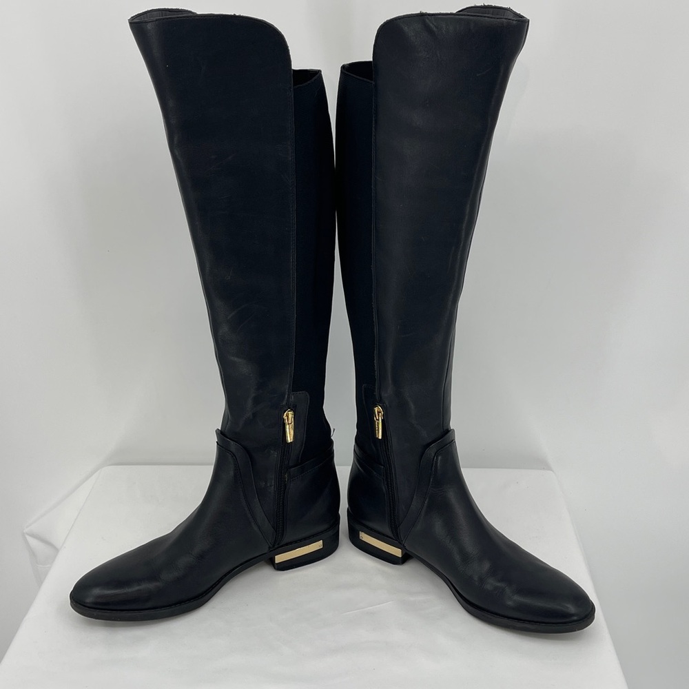 VINCE CAMUTO PARDONAL Black Over the Knee Boots with Gold Accents WOMENS SIZE 9M - Picture 3 of 10